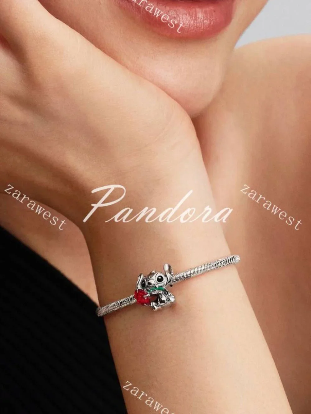 Pandora Disney Stitch Rose Murano Glass Charm